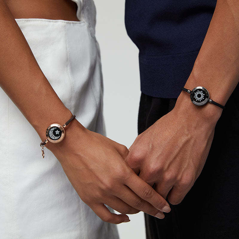 Couple Leather Rope Snake Bone Induction Interactive Bracelet