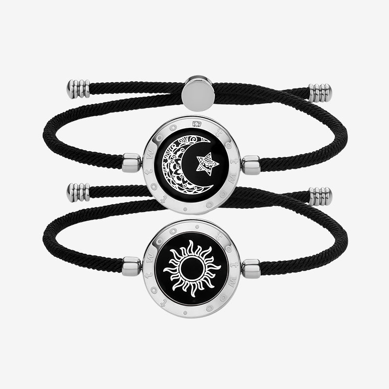 Couple Leather Rope Snake Bone Induction Interactive Bracelet
