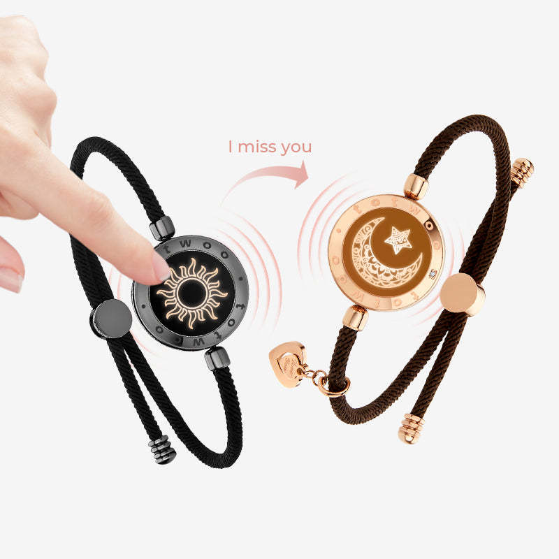 Couple Leather Rope Snake Bone Induction Interactive Bracelet
