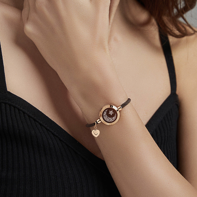 Couple Leather Rope Snake Bone Induction Interactive Bracelet
